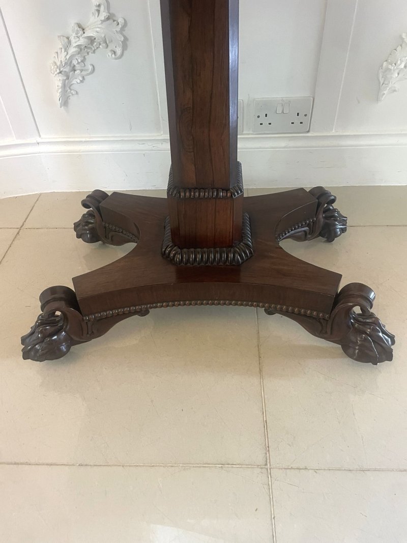 Quality Antique William IV Rosewood Card/Side Table - Image 10
